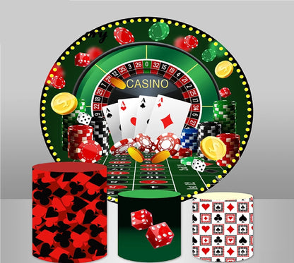 Pano Elástico Painel Redondo 1,5 Trio Capas De Cilindros Em Tecido Festa Poke Cassino