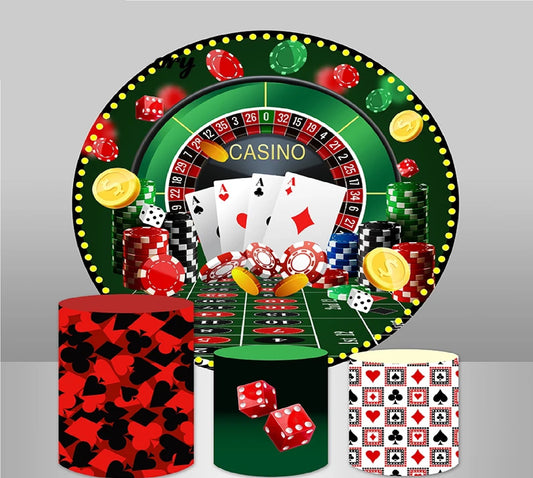 Pano Elástico Painel Redondo 1,5 Trio Capas De Cilindros Em Tecido Festa Poke Cassino