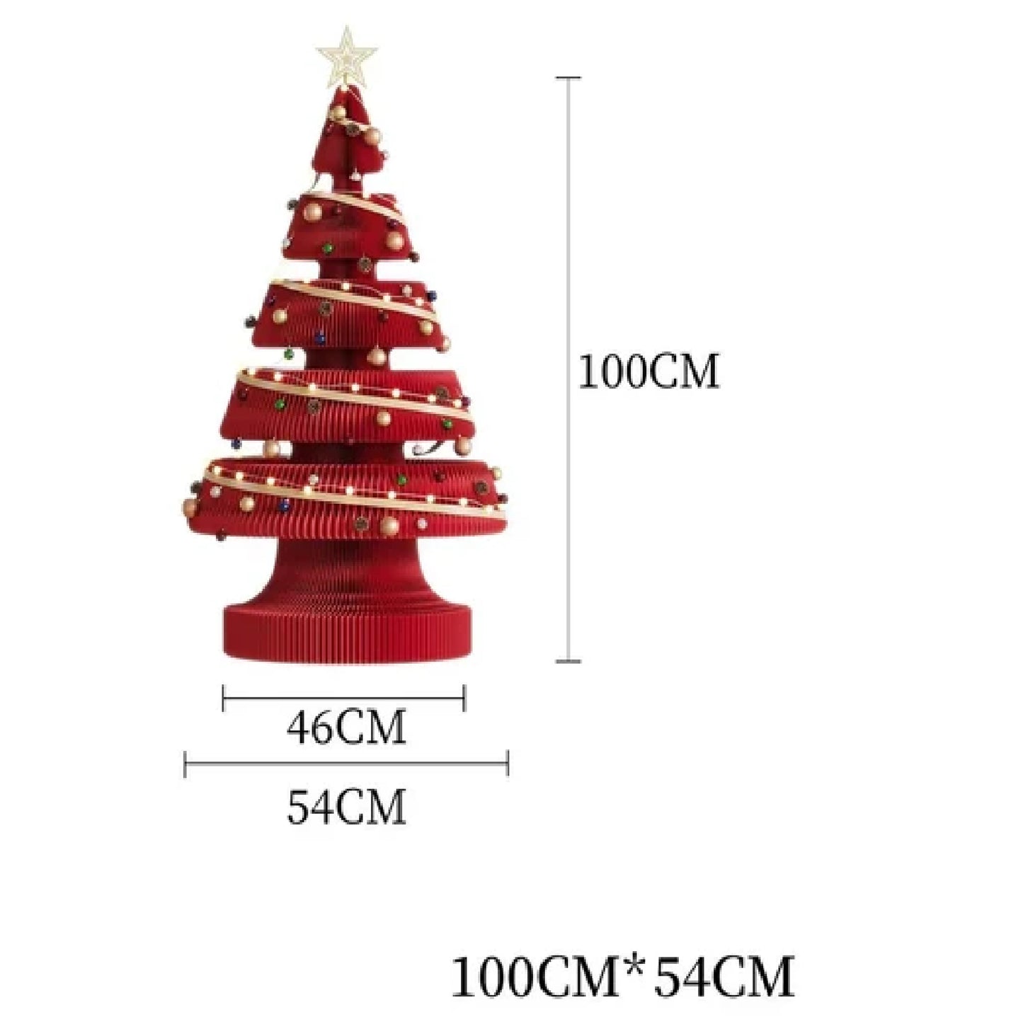 Árvore de Natal de 99 cm de Altura, Mini Árvore de Papel Dobrável com Iluminação Natal