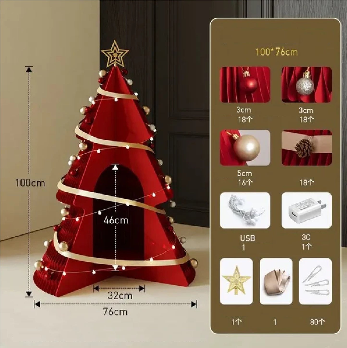 Árvore de Natal de 99cm de Altura, Decoração Criativa de Natal, Decoração de Cena Natal