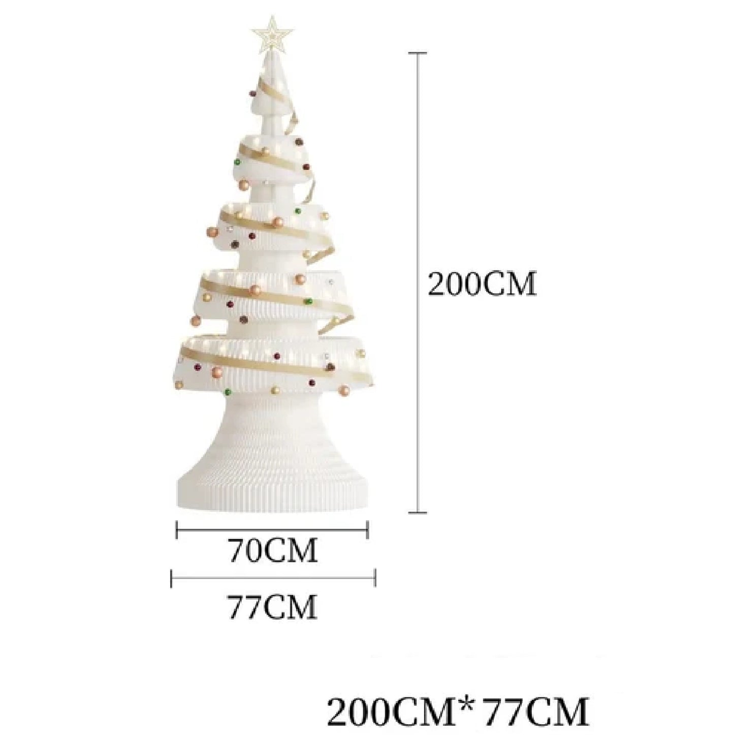 Árvore de Natal de 99 cm de Altura, Mini Árvore de Papel Dobrável com Iluminação Natal