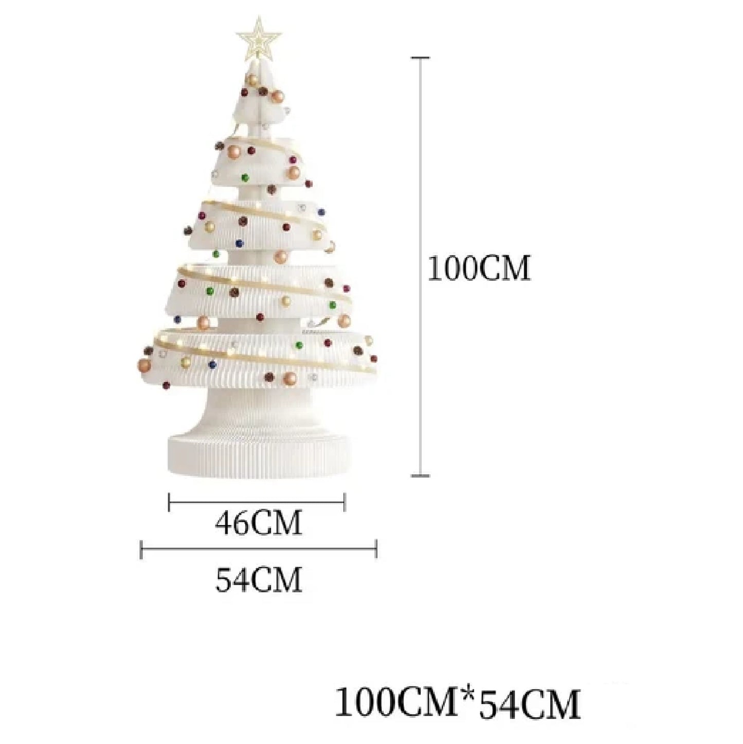 Árvore de Natal de 99 cm de Altura, Mini Árvore de Papel Dobrável com Iluminação Natal