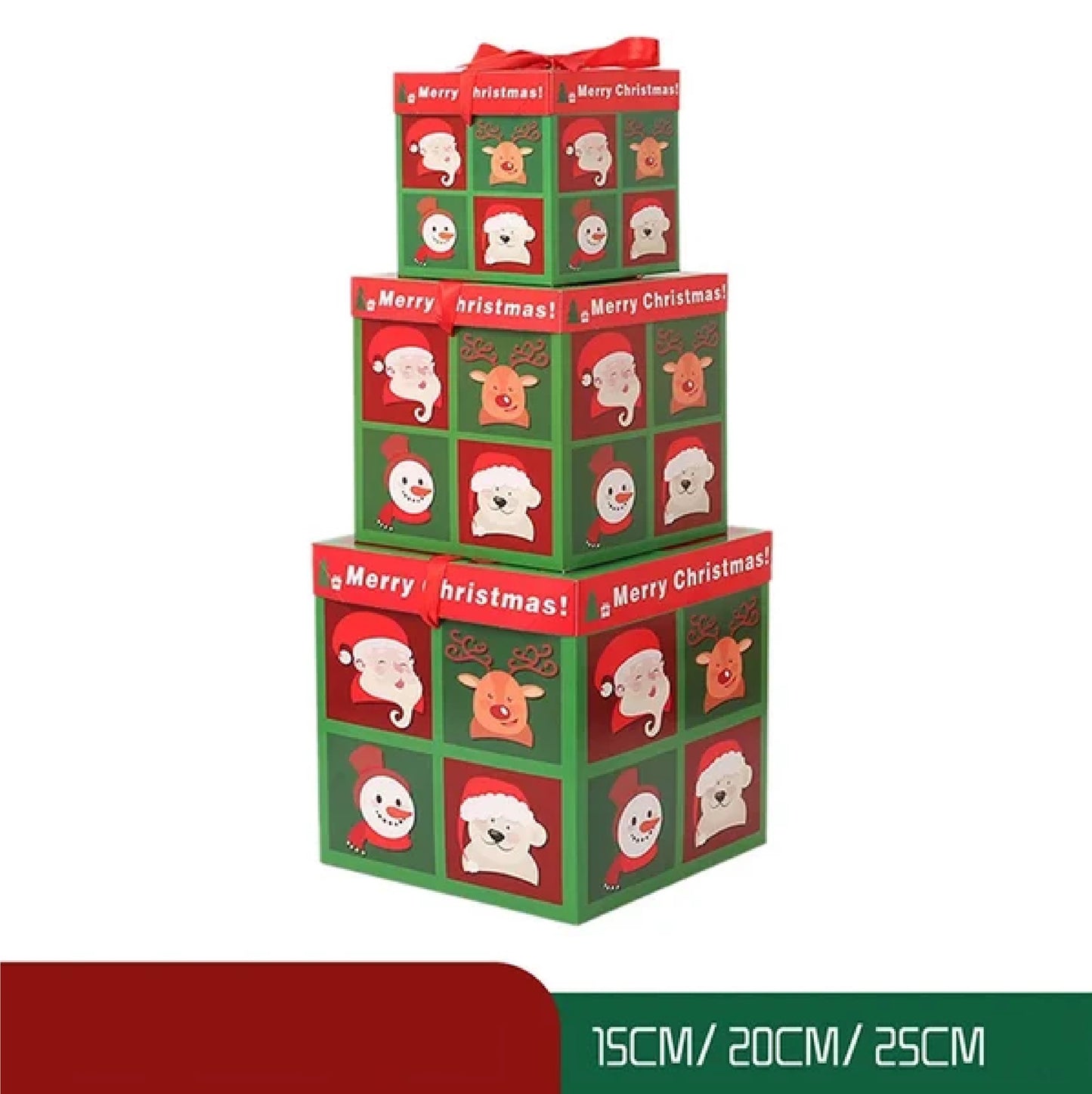 Caixas Natal Lindas 3 Caixas de Presente de Natal com Tampa e Caixas de Natal