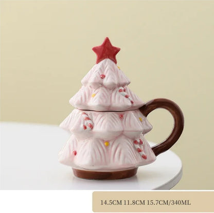 Caneca de Árvore Capacidade: 301ml*400ml Natal de Cerâmica Festiva Fácil de Limpar Xícara de Café de Natal