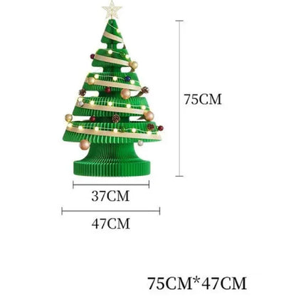 Árvore de Natal de 99 cm de Altura, Mini Árvore de Papel Dobrável com Iluminação Natal