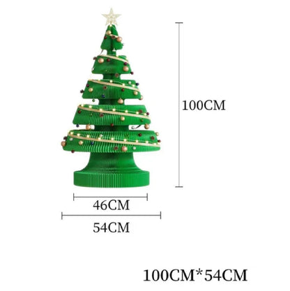 Árvore de Natal de 99 cm de Altura, Mini Árvore de Papel Dobrável com Iluminação Natal
