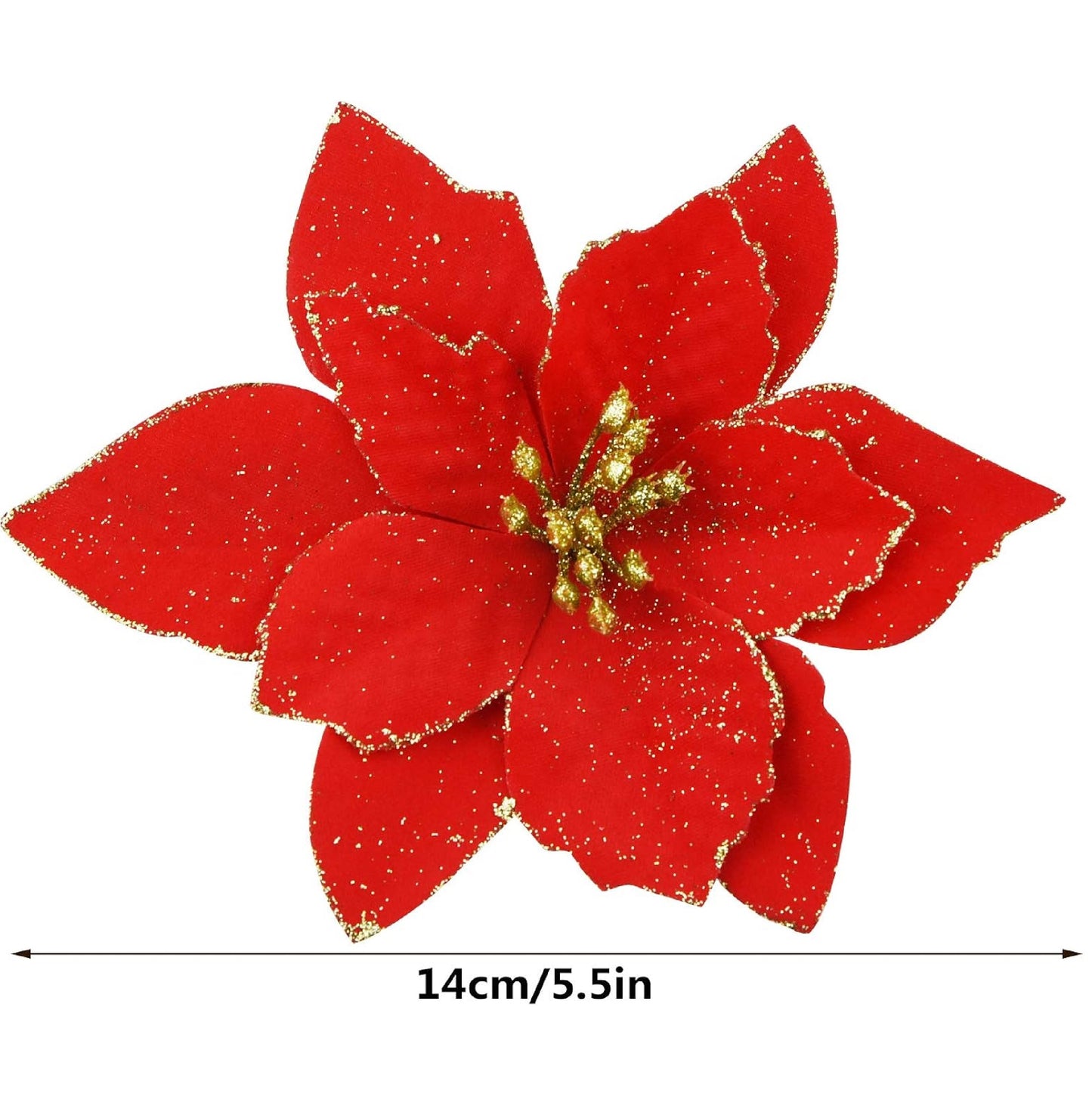 Flores Natal Glitter Artificial 10/100 peças de Enfeite de Árvore de Natal de Poinsétia Glitter