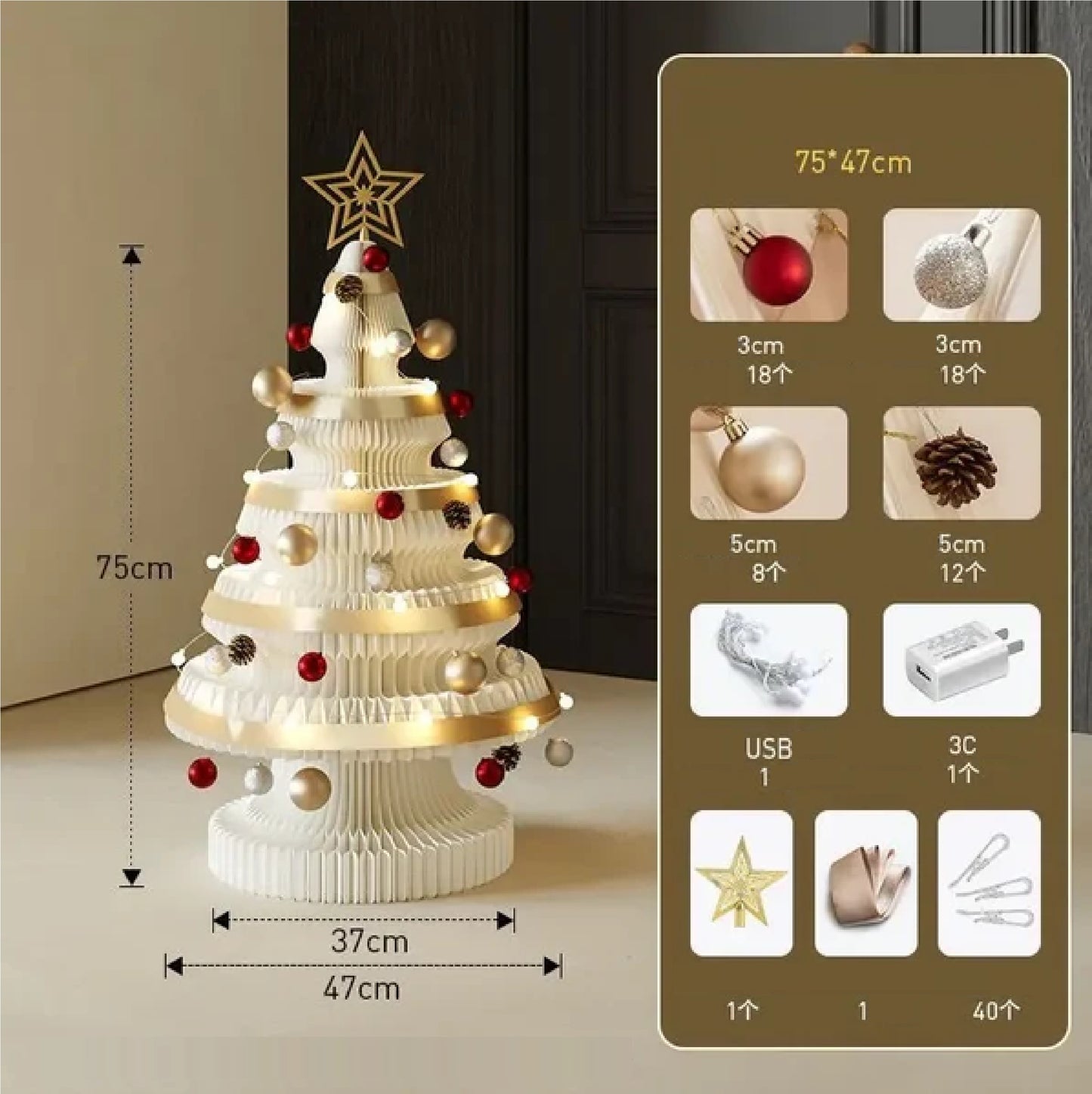 Árvore de Natal de 99cm de Altura, Decoração Criativa de Natal, Decoração de Cena Natal