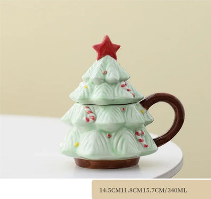 Caneca de Árvore Capacidade: 301ml*400ml Natal de Cerâmica Festiva Fácil de Limpar Xícara de Café de Natal