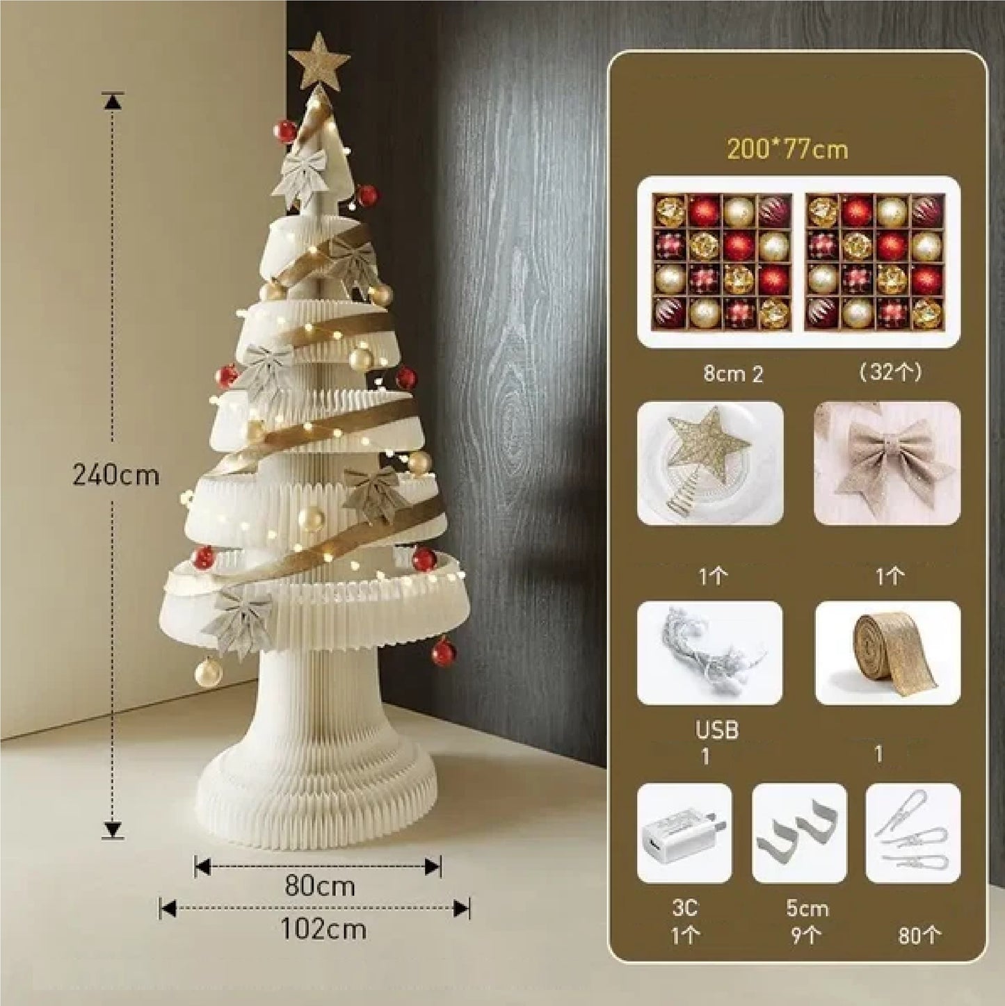Árvore de Natal de 99cm de Altura, Decoração Criativa de Natal, Decoração de Cena Natal