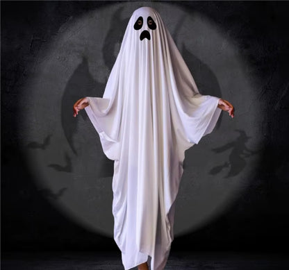 Fantasia de Fantasma Assustador de 146cm Macia Respirável para Crianças e Adultos