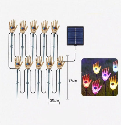 Luzes de Caminho Solares em Formato de Mão de Esqueleto para o Halloween