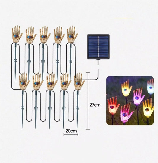 Luzes de Caminho Solares em Formato de Mão de Esqueleto para o Halloween
