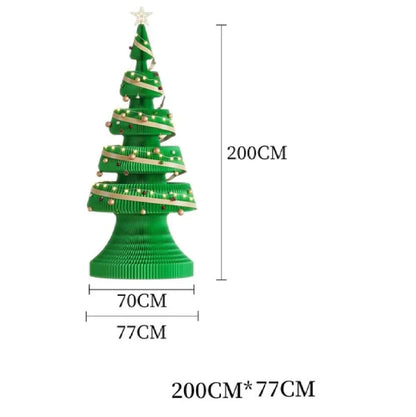 Árvore de Natal de 99 cm de Altura, Mini Árvore de Papel Dobrável com Iluminação Natal