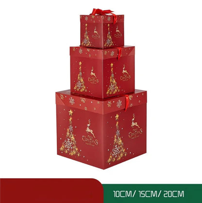 Caixas Natal Lindas 3 Caixas de Presente de Natal com Tampa e Caixas de Natal