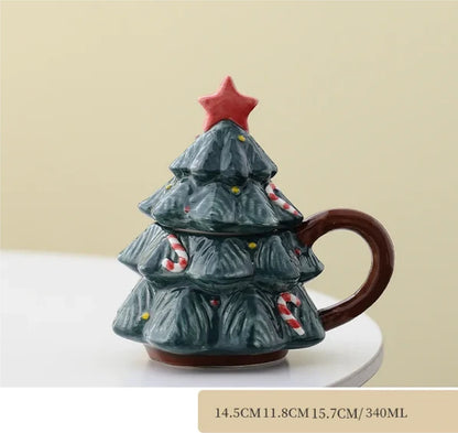 Caneca de Árvore Capacidade: 301ml*400ml Natal de Cerâmica Festiva Fácil de Limpar Xícara de Café de Natal