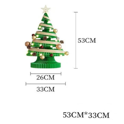 Árvore de Natal de 99 cm de Altura, Mini Árvore de Papel Dobrável com Iluminação Natal