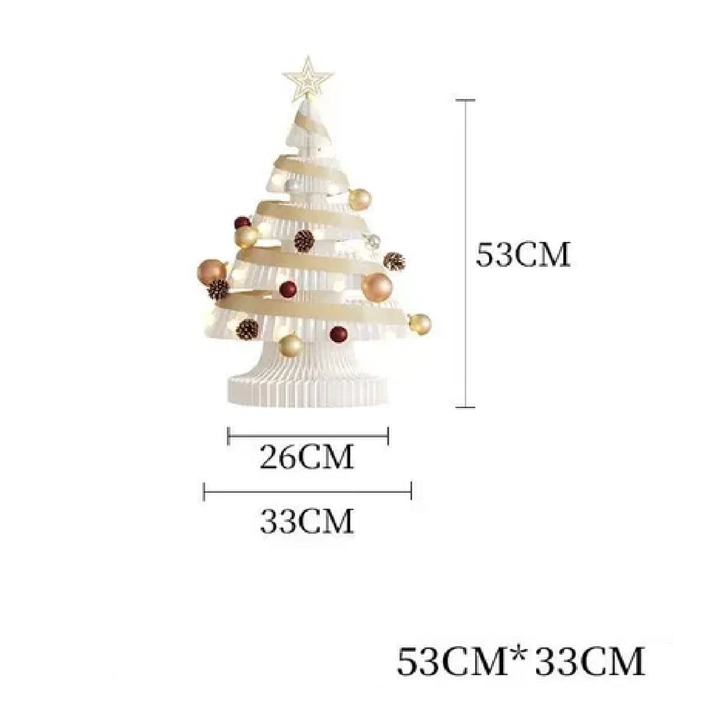 Árvore de Natal de 99 cm de Altura, Mini Árvore de Papel Dobrável com Iluminação Natal