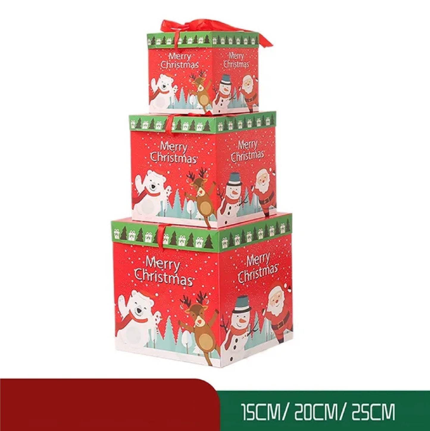 Caixas Natal Lindas 3 Caixas de Presente de Natal com Tampa e Caixas de Natal