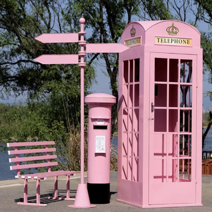 Cabine Telefônica Temática Tamanho Real Rosa Flores Londres