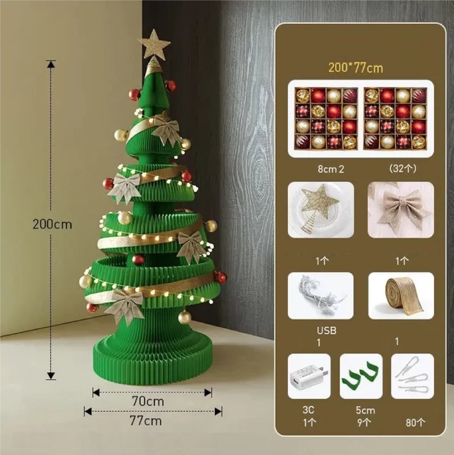 Árvore de Natal de 99cm de Altura, Decoração Criativa de Natal, Decoração de Cena Natal