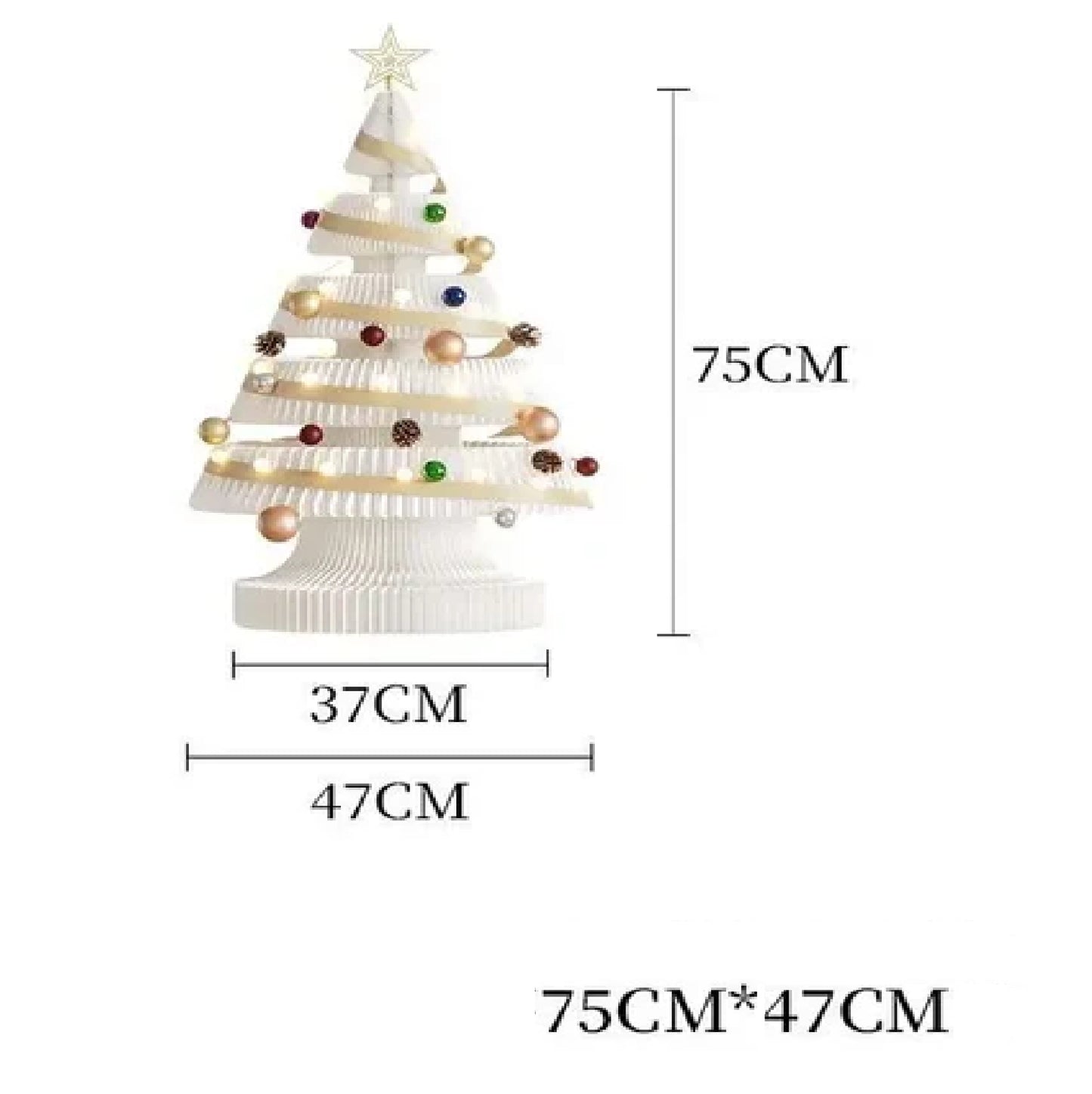 Árvore de Natal de 99 cm de Altura, Mini Árvore de Papel Dobrável com Iluminação Natal