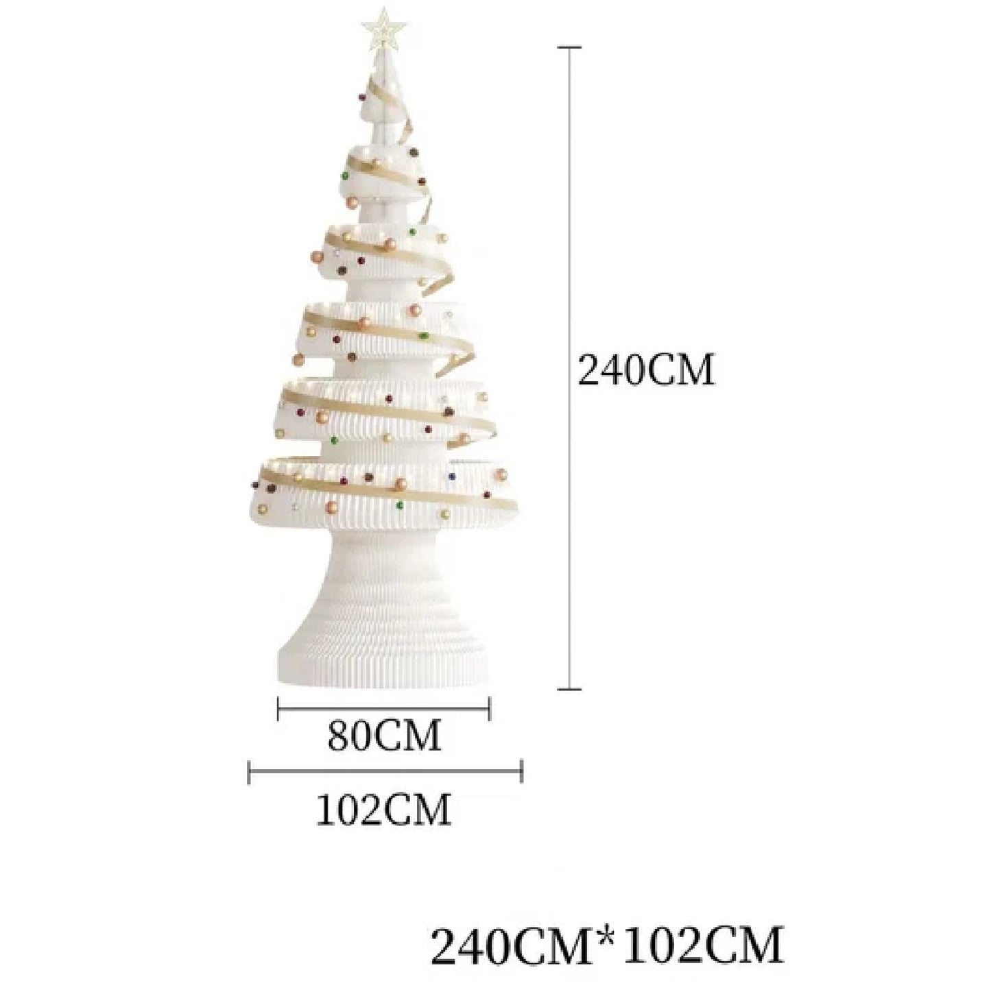 Árvore de Natal de 99 cm de Altura, Mini Árvore de Papel Dobrável com Iluminação Natal