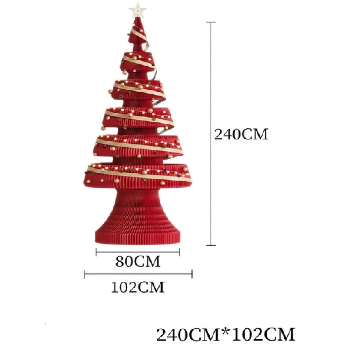 Árvore de Natal de 99 cm de Altura, Mini Árvore de Papel Dobrável com Iluminação Natal
