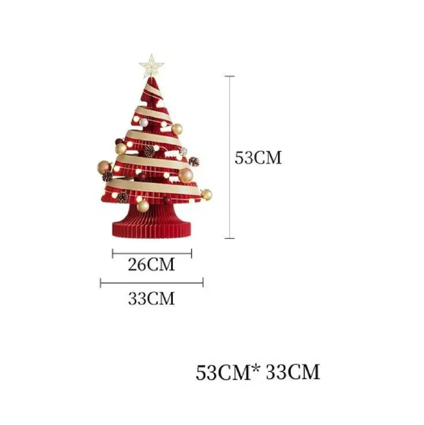 Árvore de Natal de 99 cm de Altura, Mini Árvore de Papel Dobrável com Iluminação Natal