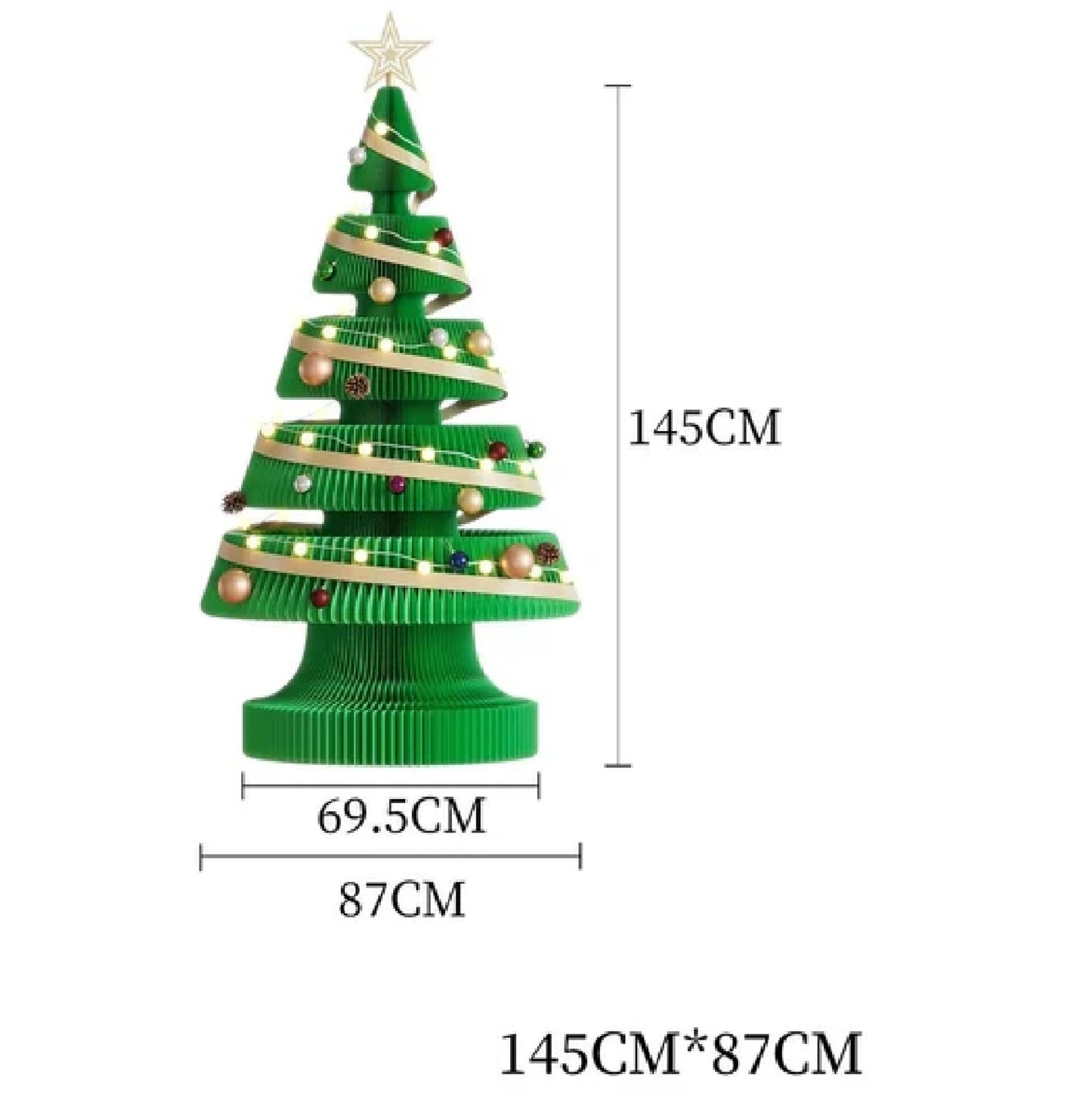 Árvore de Natal de 99 cm de Altura, Mini Árvore de Papel Dobrável com Iluminação Natal