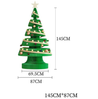 Árvore de Natal de 99 cm de Altura, Mini Árvore de Papel Dobrável com Iluminação Natal