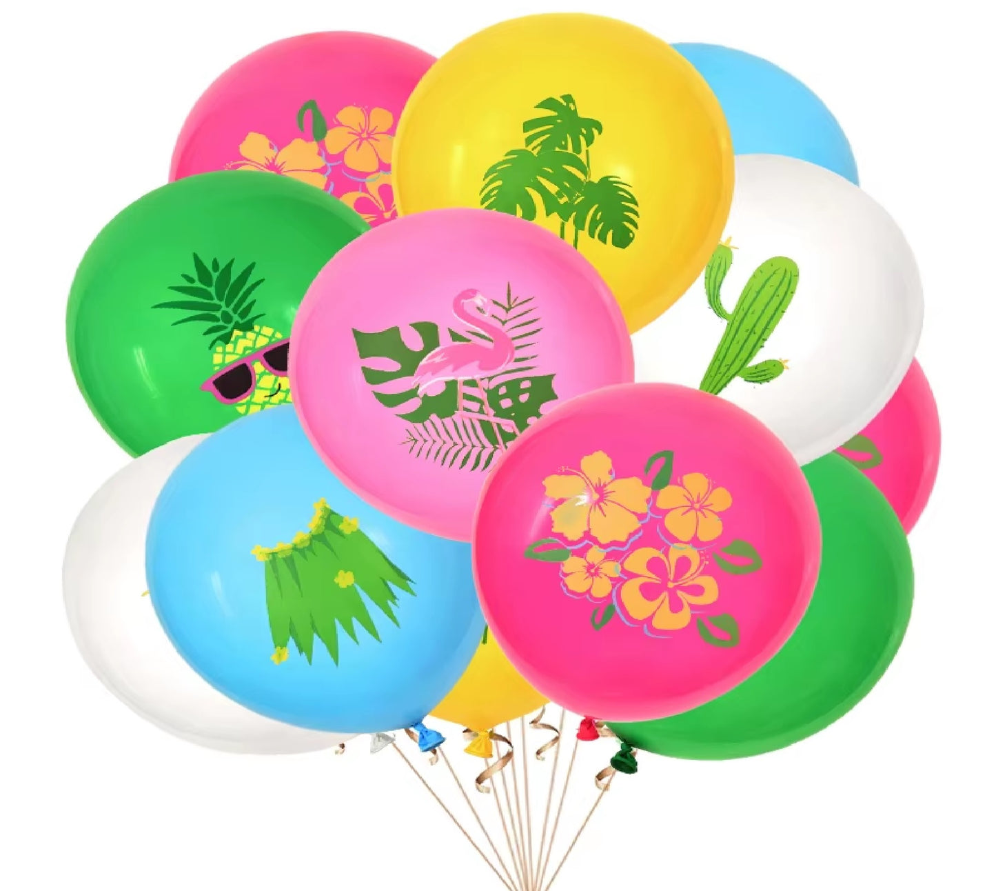 12 Peças Balões Festivos de Folhas de Aniversário Balões Verdes para Decoração Havaiana