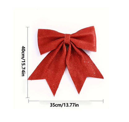 Laço de Natal em Veludo Vermelho, Decoração Luxuosa para Porta, Enfeite Árvore de Natal