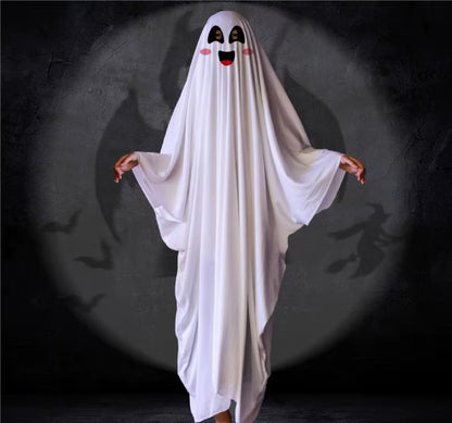Fantasia de Fantasma Assustador de 146cm Macia Respirável para Crianças e Adultos