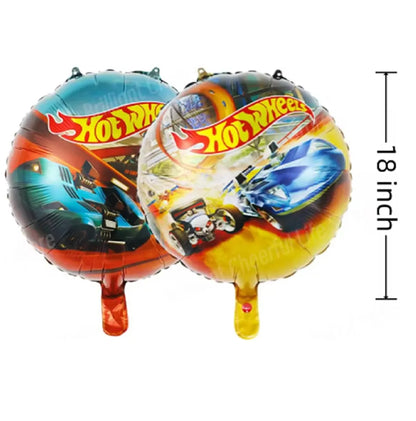 Balão Redondo Hot Wheels Decoração de aniversário com tema carro, 6 balões metalizados