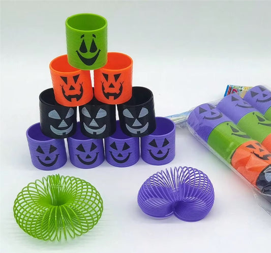Molas Helicoidais Halloween 12 Molas Abóbora de Plástico em Cores Sortidas Divertidas