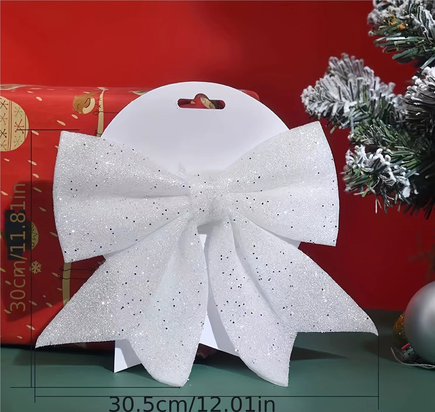 Laço de Natal em Veludo Vermelho, Decoração Luxuosa para Porta, Enfeite Árvore de Natal