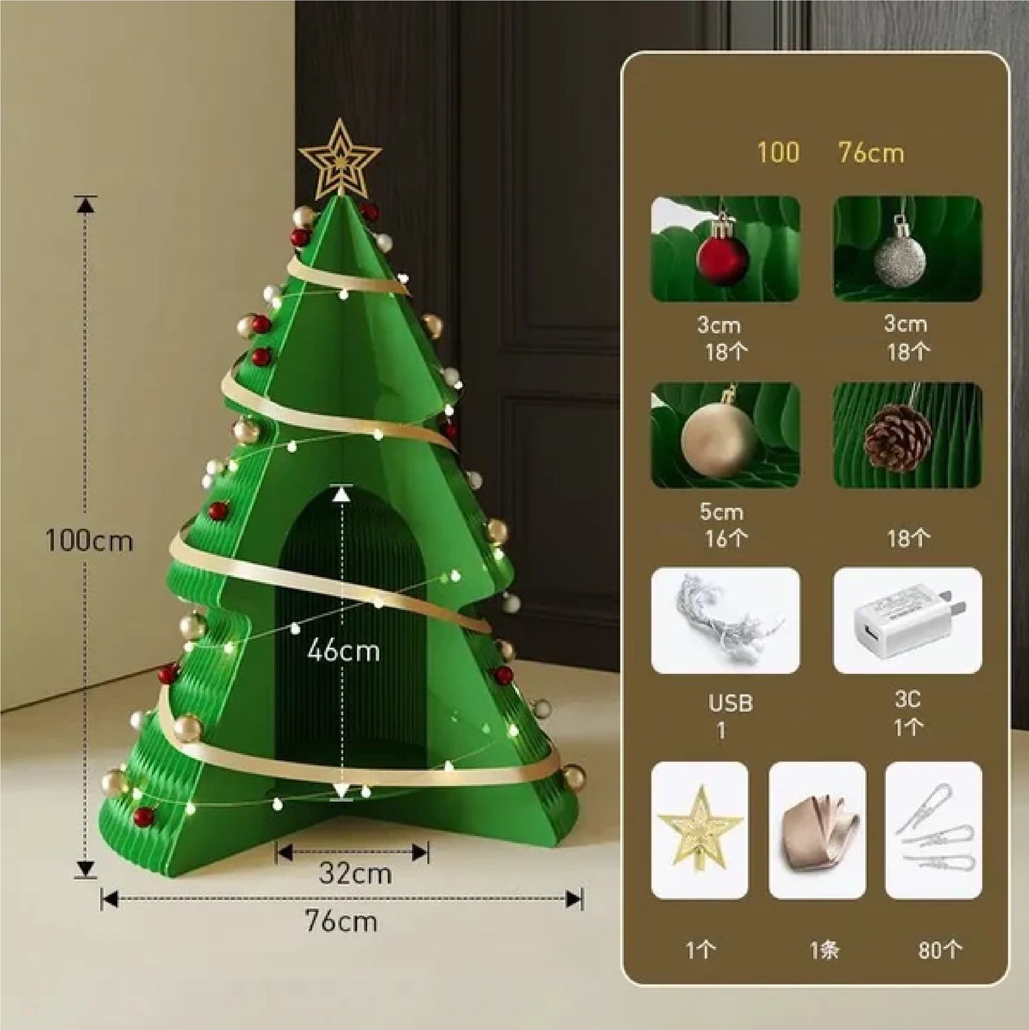 Árvore de Natal de 99cm de Altura, Decoração Criativa de Natal, Decoração de Cena Natal
