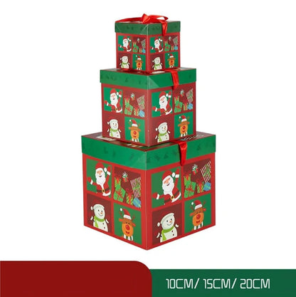 Caixas Natal Lindas 3 Caixas de Presente de Natal com Tampa e Caixas de Natal
