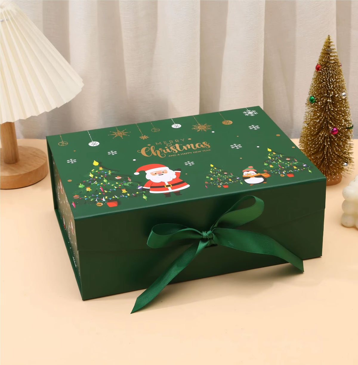 Caixa de Presente Dobrável de Natal em Papel Rígido com Tampa Caixa de Presente de Natal