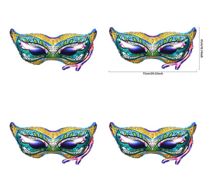Balões de látex Carnaval, pacote com 4, dourado, máscara de aniversário, decoração