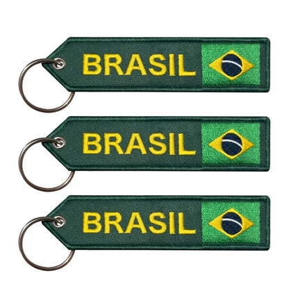 Chaveiro Copa do Mundo Anel Chaveiro Bandeira Nacional Brasileira Azul e Amarelo Misto