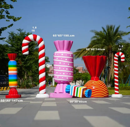 Pirulito Gigante Shopping em Formato de Bengala Doce Simulada para Decoração de Natal