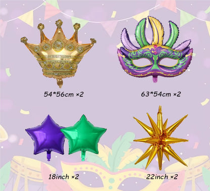 Balões de látex Carnaval, pacote com 4, dourado, máscara de aniversário, decoração