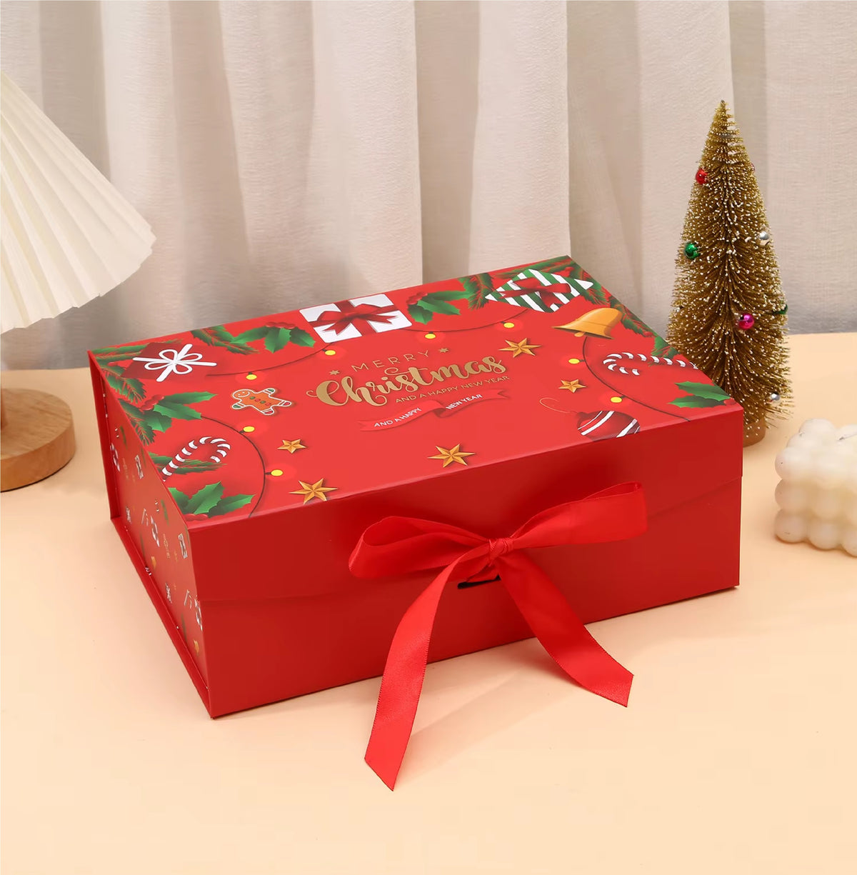 Caixa de Presente Dobrável de Natal em Papel Rígido com Tampa Caixa de Presente de Natal