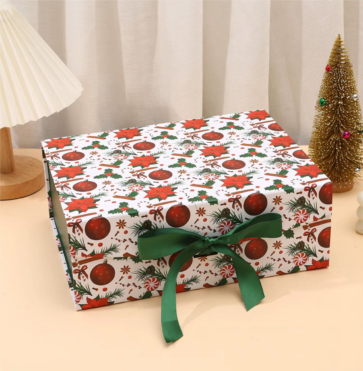Caixa de Presente Dobrável de Natal em Papel Rígido com Tampa Caixa de Presente de Natal