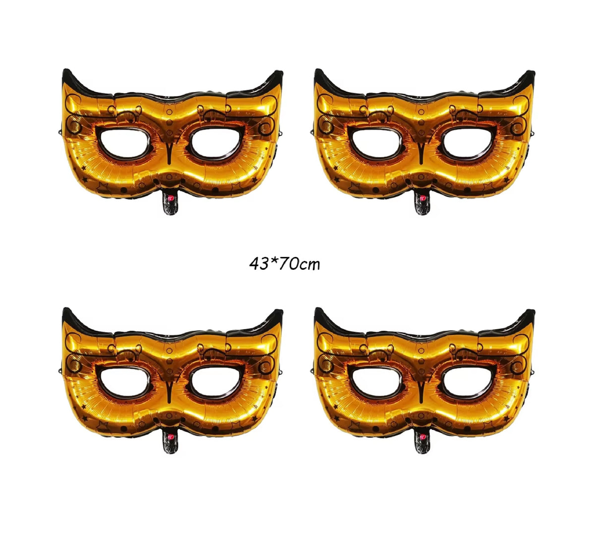 Balões de látex Carnaval, pacote com 4, dourado, máscara de aniversário, decoração