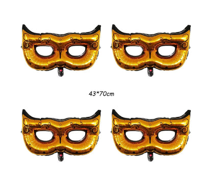 Balões de látex Carnaval, pacote com 4, dourado, máscara de aniversário, decoração