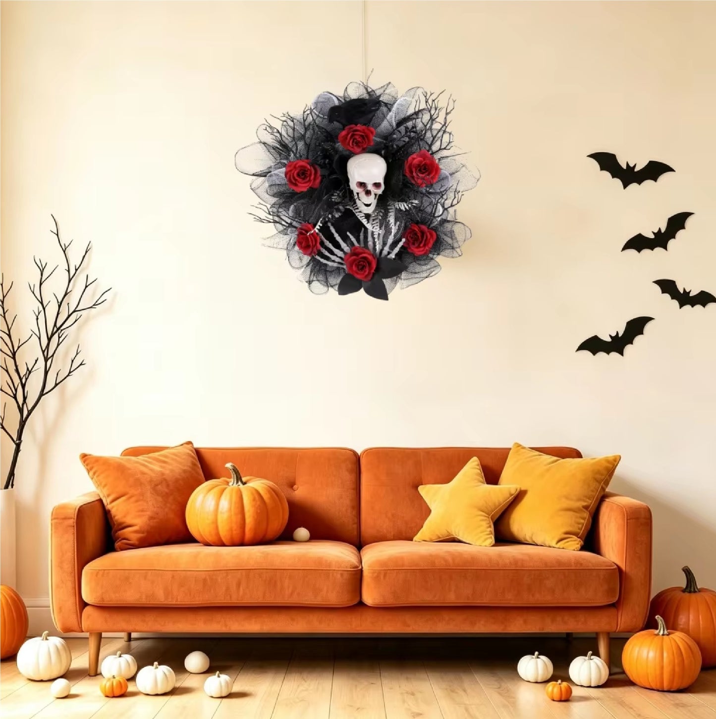 Guirlanda Caveira para Halloween Guirlanda de Decoração/Eventos de 15.7 Polegadas