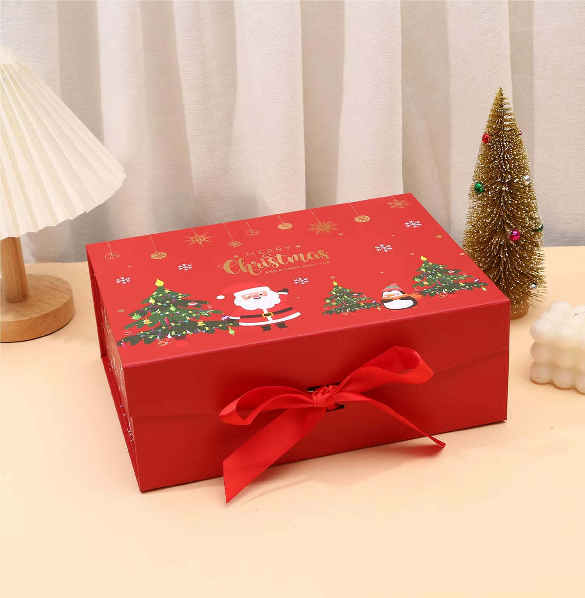 Caixa de Presente Dobrável de Natal em Papel Rígido com Tampa Caixa de Presente de Natal